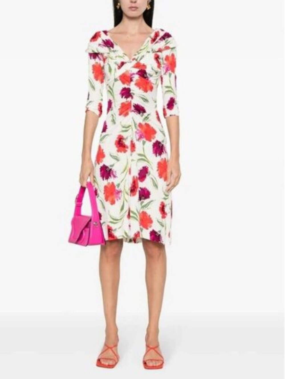 NEW Diane Von Furstenberg Jim Floral Dress Size L Classic Feminine